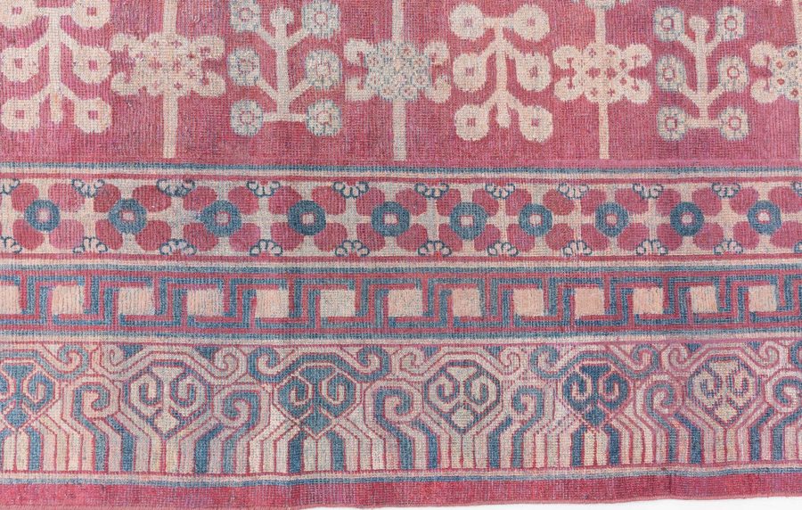 Authentic 19th Century Red Silk Samarkand (Khotan) Rug BB8750