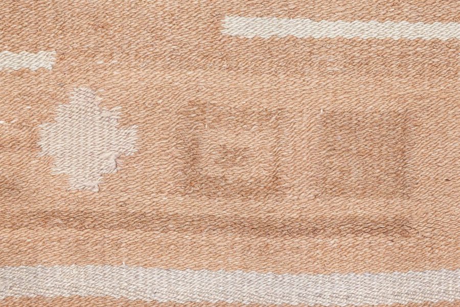 Mid-20th Century Finnish Geometric Brown, Beige and Yellow Wool Rug BB8761