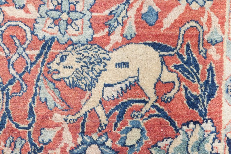 Fine Antique Persian Tabriz Animal, Botanic Handwoven Wool Carpet BB8762