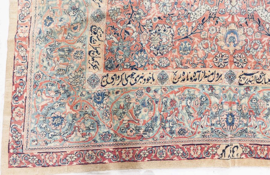 Fine Antique Persian Tabriz Animal, Botanic Handwoven Wool Carpet BB8762