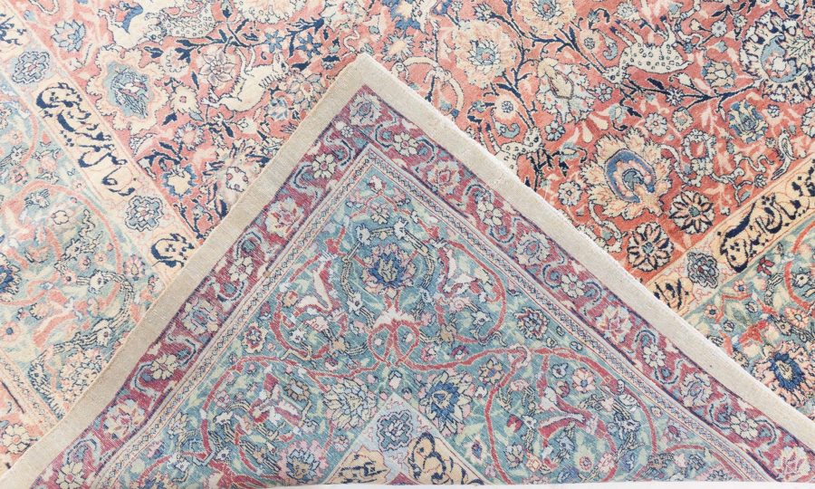 Fine Antique Persian Tabriz Animal, Botanic Handwoven Wool Carpet BB8762