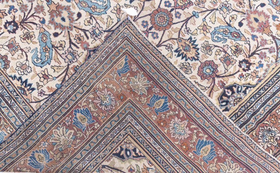 Authentic 1900s Persian Meshad Botanic Colorful Handmade Wool Rug BB8765