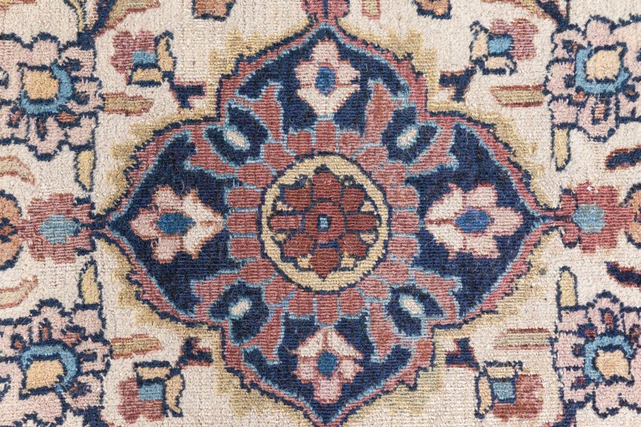Authentic 1900s Persian Meshad Botanic Colorful Handmade Wool Rug BB8765