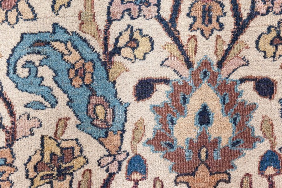 Authentic 1900s Persian Meshad Botanic Colorful Handmade Wool Rug BB8765