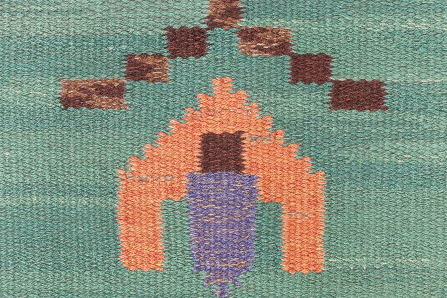 High-quality Mid-20th century Swedish Green Handmade Wool Rug BB8767