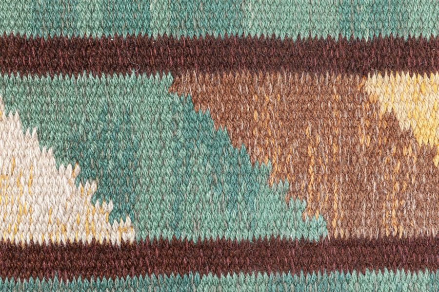 High-quality Mid-20th century Swedish Green Handmade Wool Rug BB8767