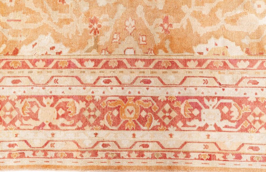 Early 20th Century Indian Amritsar Orange, Brown Handmade Wool Rug BB8768