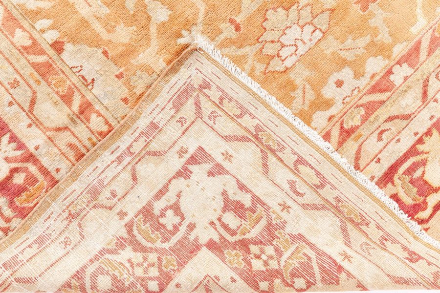 Early 20th Century Indian Amritsar Orange, Brown Handmade Wool Rug BB8768