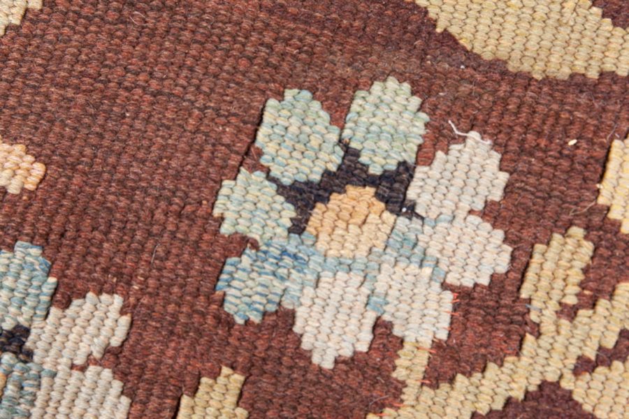 Antique French Aubusson Brown Botanic Handmade Wool Carpet BB8775