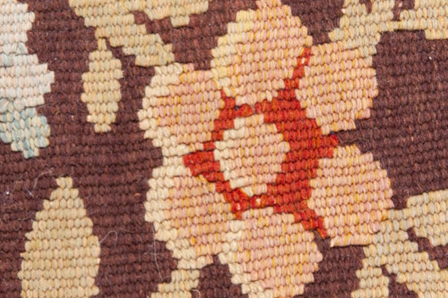 Antique French Aubusson Brown Botanic Handmade Wool Carpet BB8775