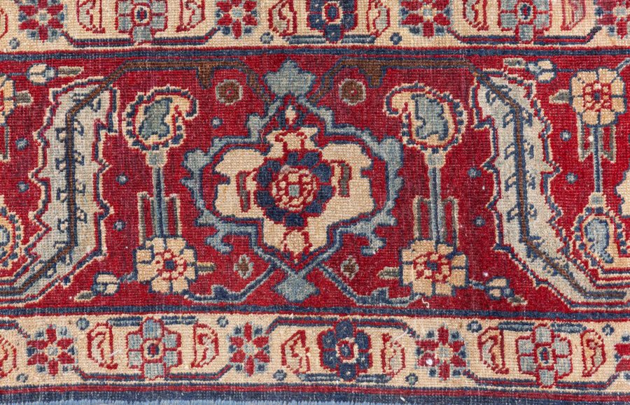 Antique Persian Tabriz Botanic Red, Yellow Handmade Wool Rug BB8776