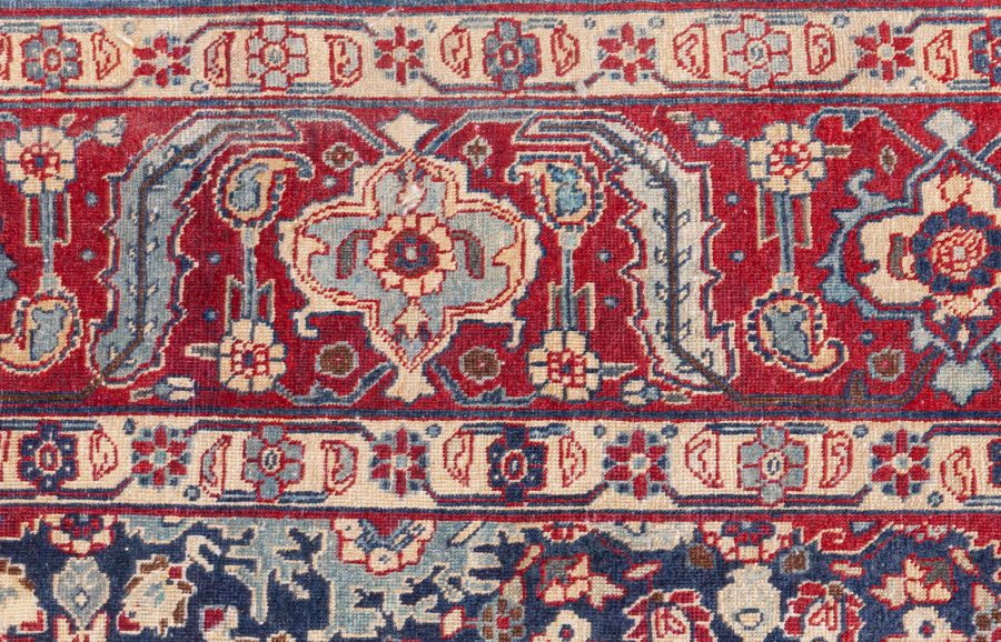 Antique Persian Tabriz Botanic Red, Yellow Handmade Wool Rug BB8776