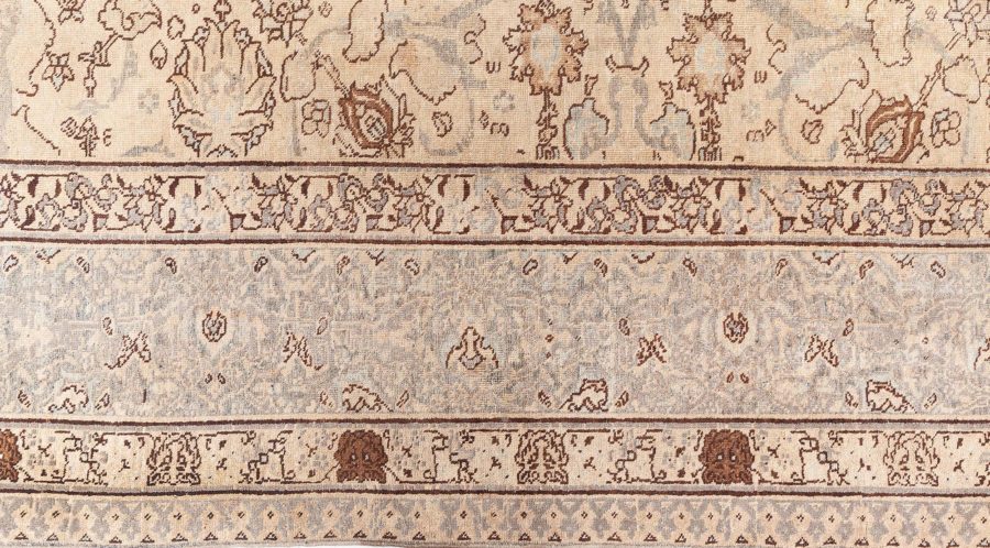 19th Century Persian Tabriz Brown and Beige Handwoven Wool Rug BB8780