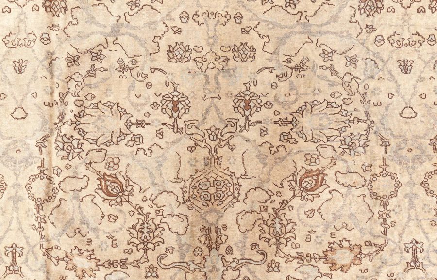 19th Century Persian Tabriz Brown and Beige Handwoven Wool Rug BB8780