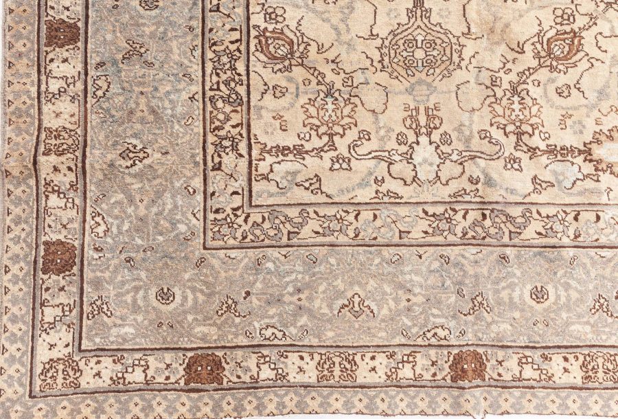 19th Century Persian Tabriz Brown and Beige Handwoven Wool Rug BB8780