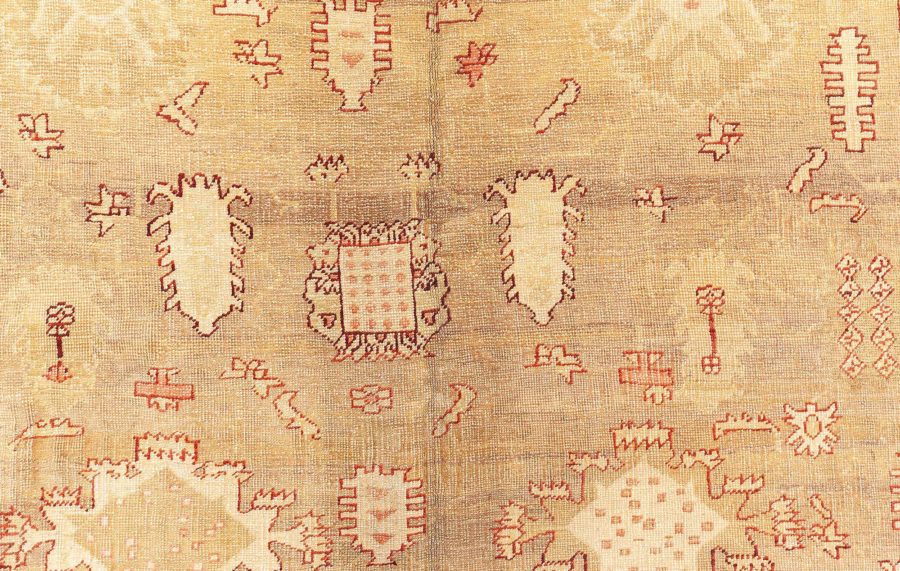 Early 20th Century Indian Amritsar Camel and Beige Handmade Wool Rug BB8781
