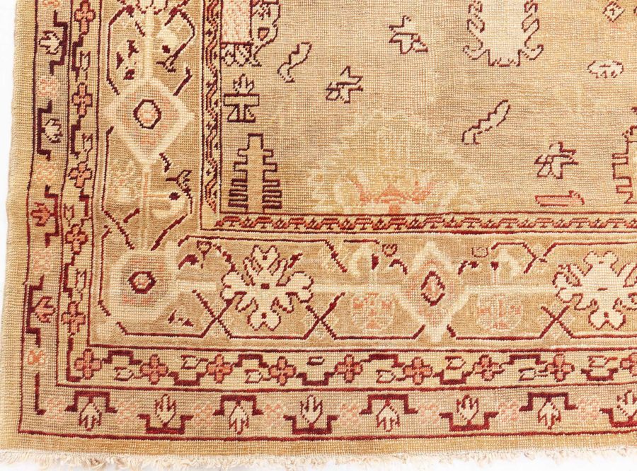 Early 20th Century Indian Amritsar Camel and Beige Handmade Wool Rug BB8781