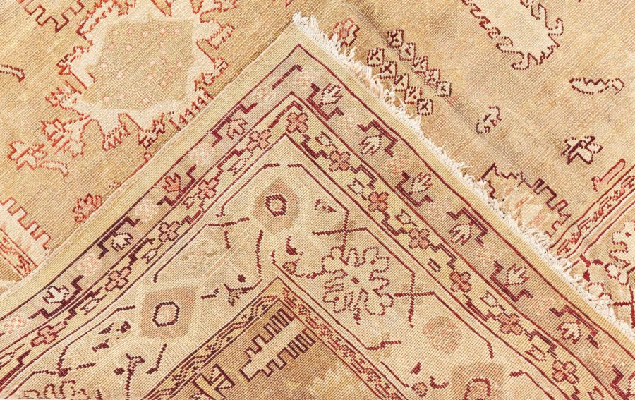 Early 20th Century Indian Amritsar Camel and Beige Handmade Wool Rug BB8781