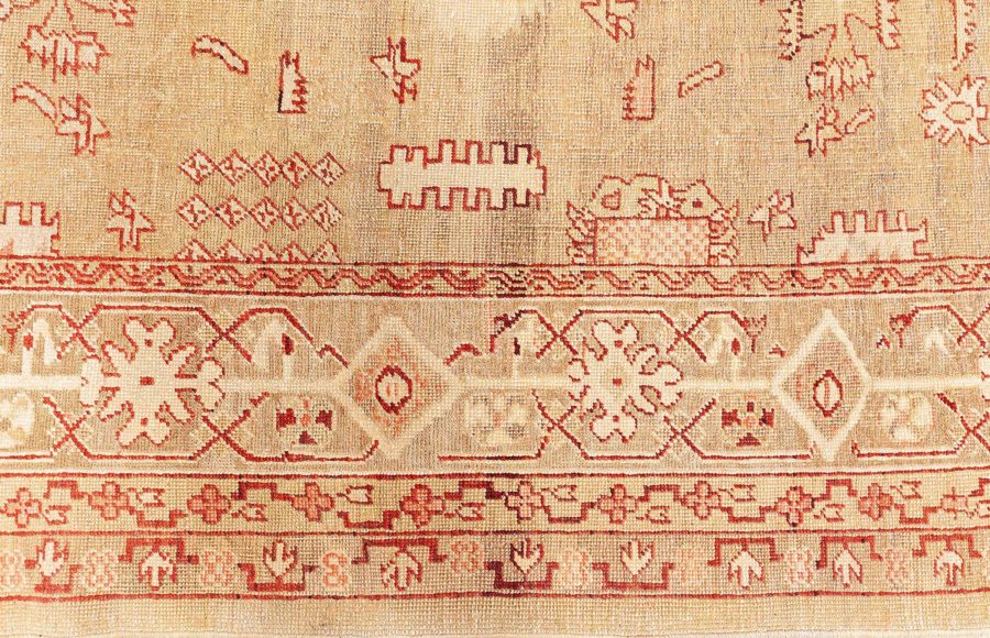 Early 20th Century Indian Amritsar Camel and Beige Handmade Wool Rug BB8781