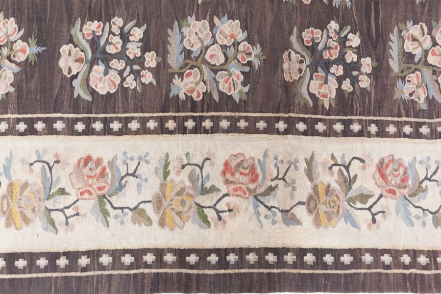Antique Bessarabian Kilim Rug, Handwoven Floral Tapestry BB8782
