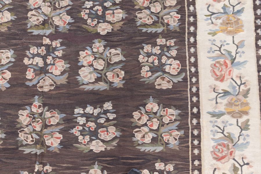 Antique Bessarabian Kilim Rug, Handwoven Floral Tapestry BB8782