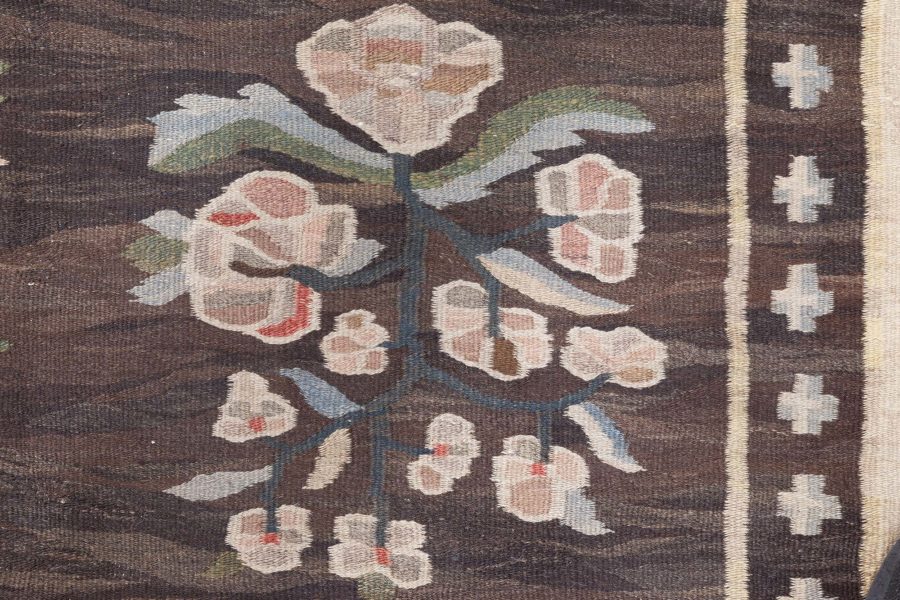 Antique Bessarabian Kilim Rug, Handwoven Floral Tapestry BB8782