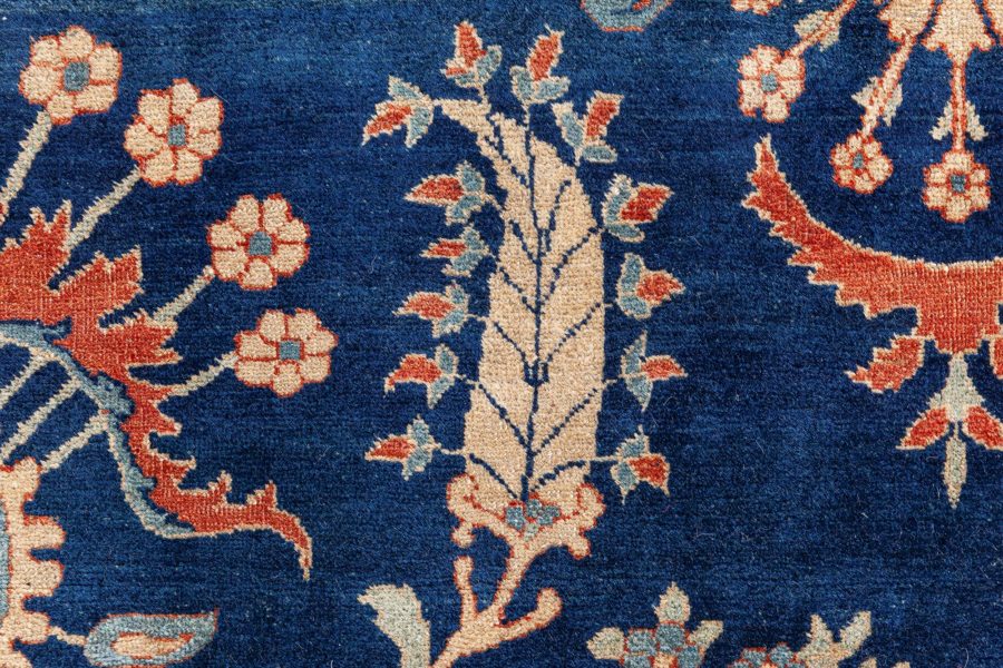 Vintage Persian Kirman in Shades of Rust, Beige and Light Blue Handmade Wool Rug BB8818