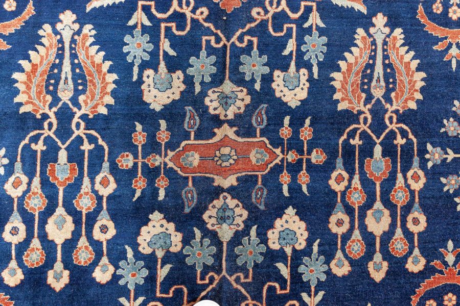 Vintage Persian Kirman in Shades of Rust, Beige and Light Blue Handmade Wool Rug BB8818