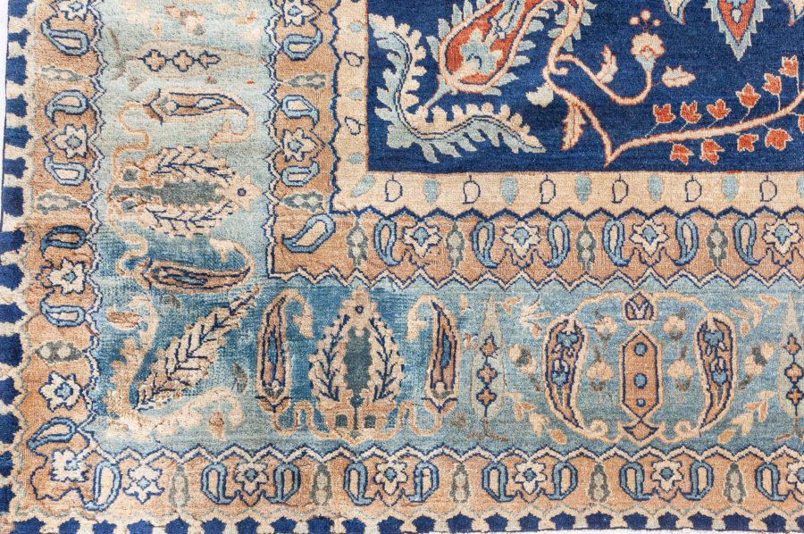 Vintage Persian Kirman in Shades of Rust, Beige and Light Blue Handmade Wool Rug BB8818