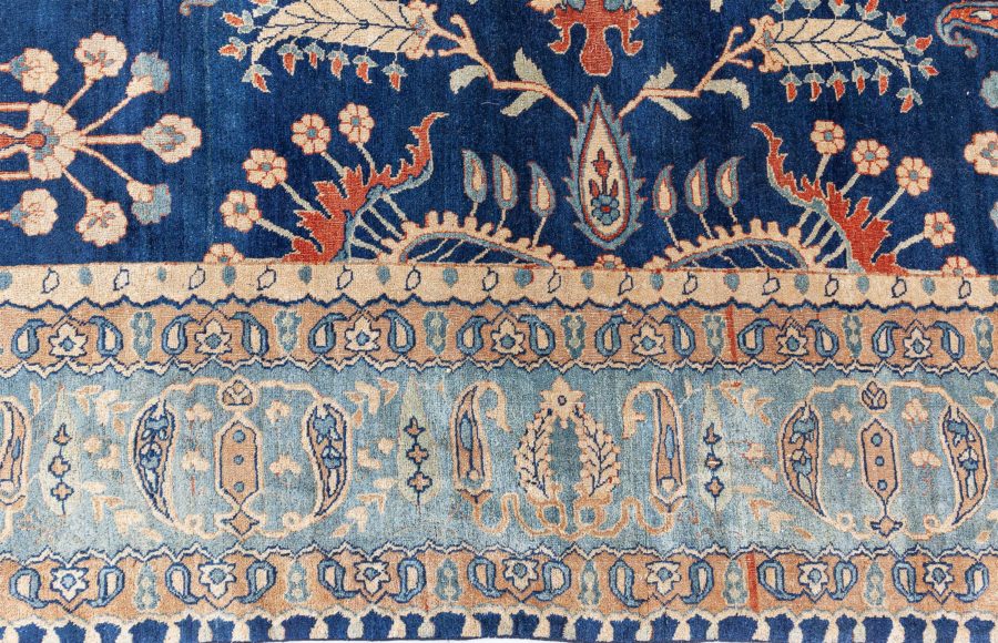 Vintage Persian Kirman in Shades of Rust, Beige and Light Blue Handmade Wool Rug BB8818