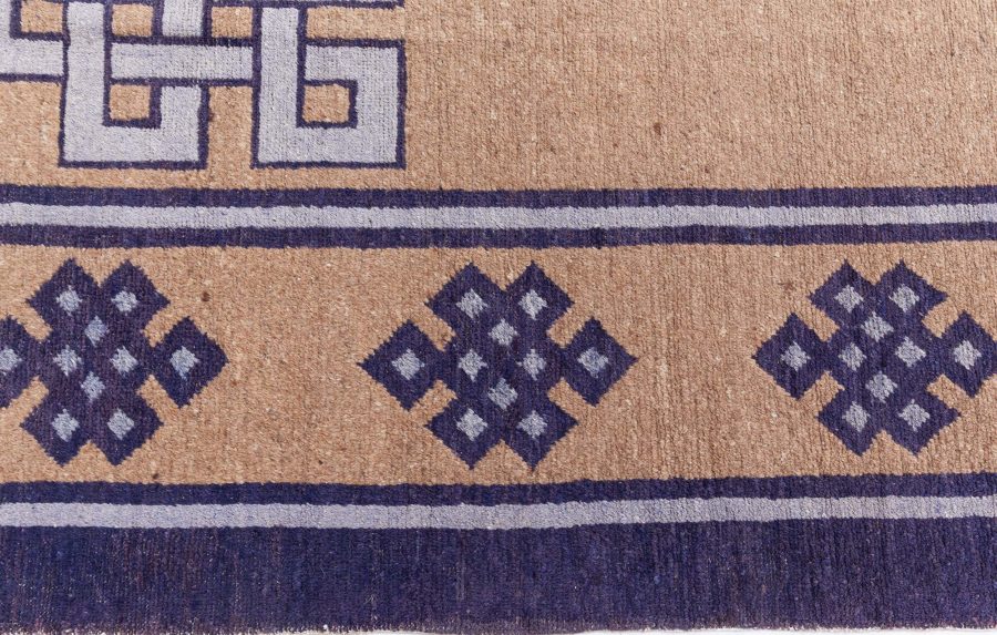 Authentic Early 20th Century Chinese Beige Handmade Wool Rug BB8843