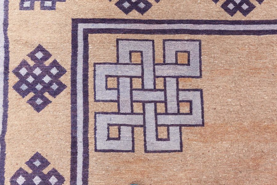 Authentic Early 20th Century Chinese Beige Handmade Wool Rug BB8843