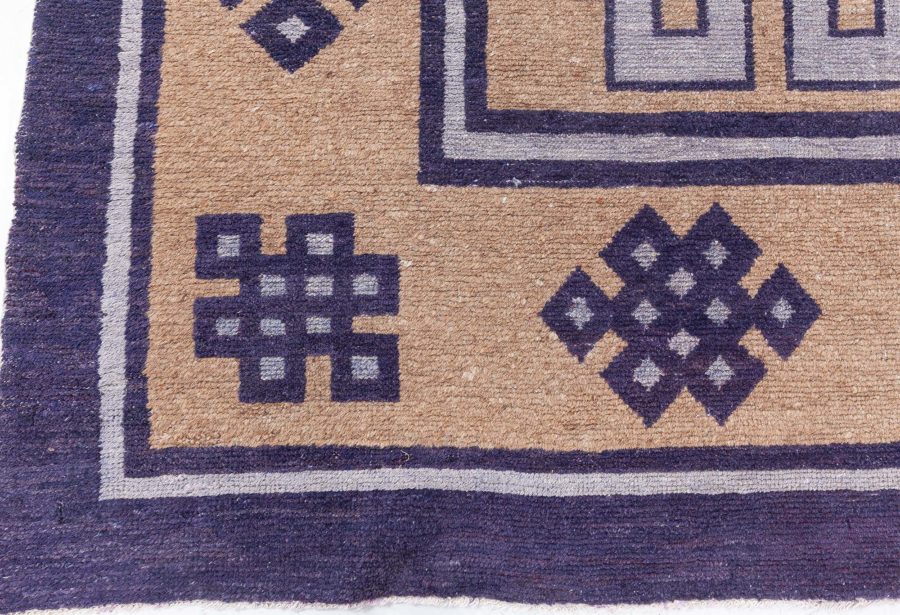 Authentic Early 20th Century Chinese Beige Handmade Wool Rug BB8843