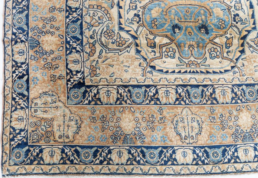Authentic 1900s Persian Kirman Botanic Handmade Wool Carpet BB8873
