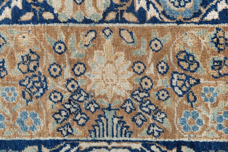 Authentic 1900s Persian Kirman Botanic Handmade Wool Carpet BB8873