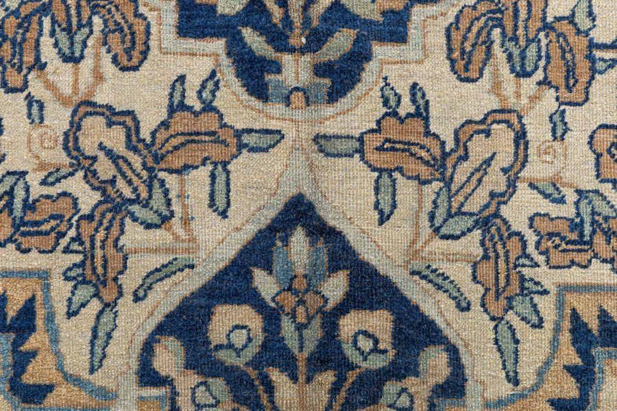 Authentic 1900s Persian Kirman Botanic Handmade Wool Carpet BB8873