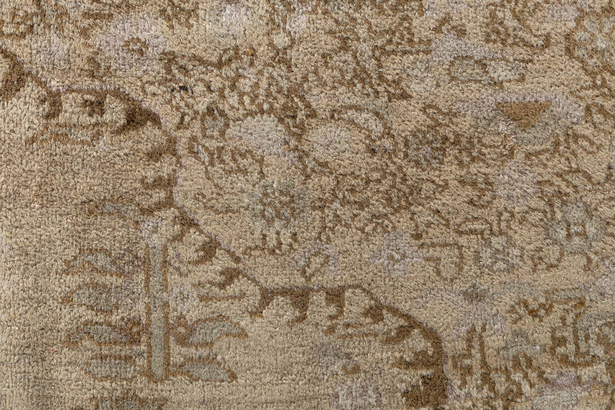 Antique Amritsar Indian Allover Warm Tan Hand-Knotted Wool Rug – Circa 1900 BB9071 Antique Amritsar Indian Allover Warm Tan Hand-Knotted Wool Rug – Circa 1900 BB9071