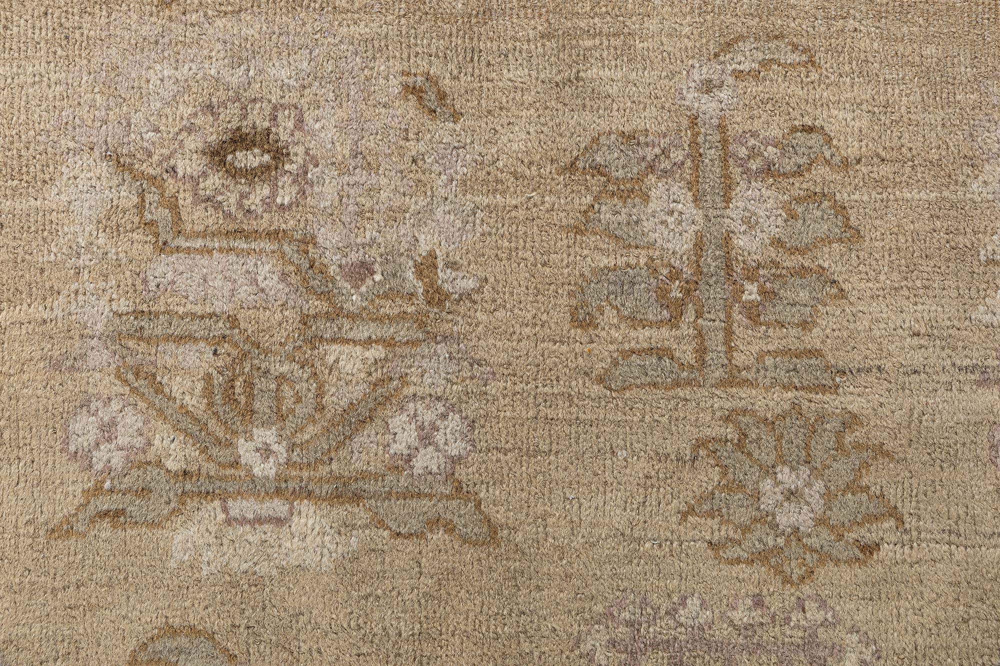 Antique Amritsar Indian Allover Warm Tan Hand-Knotted Wool Rug – Circa 1900 BB9071 Antique Amritsar Indian Allover Warm Tan Hand-Knotted Wool Rug – Circa 1900 BB9071