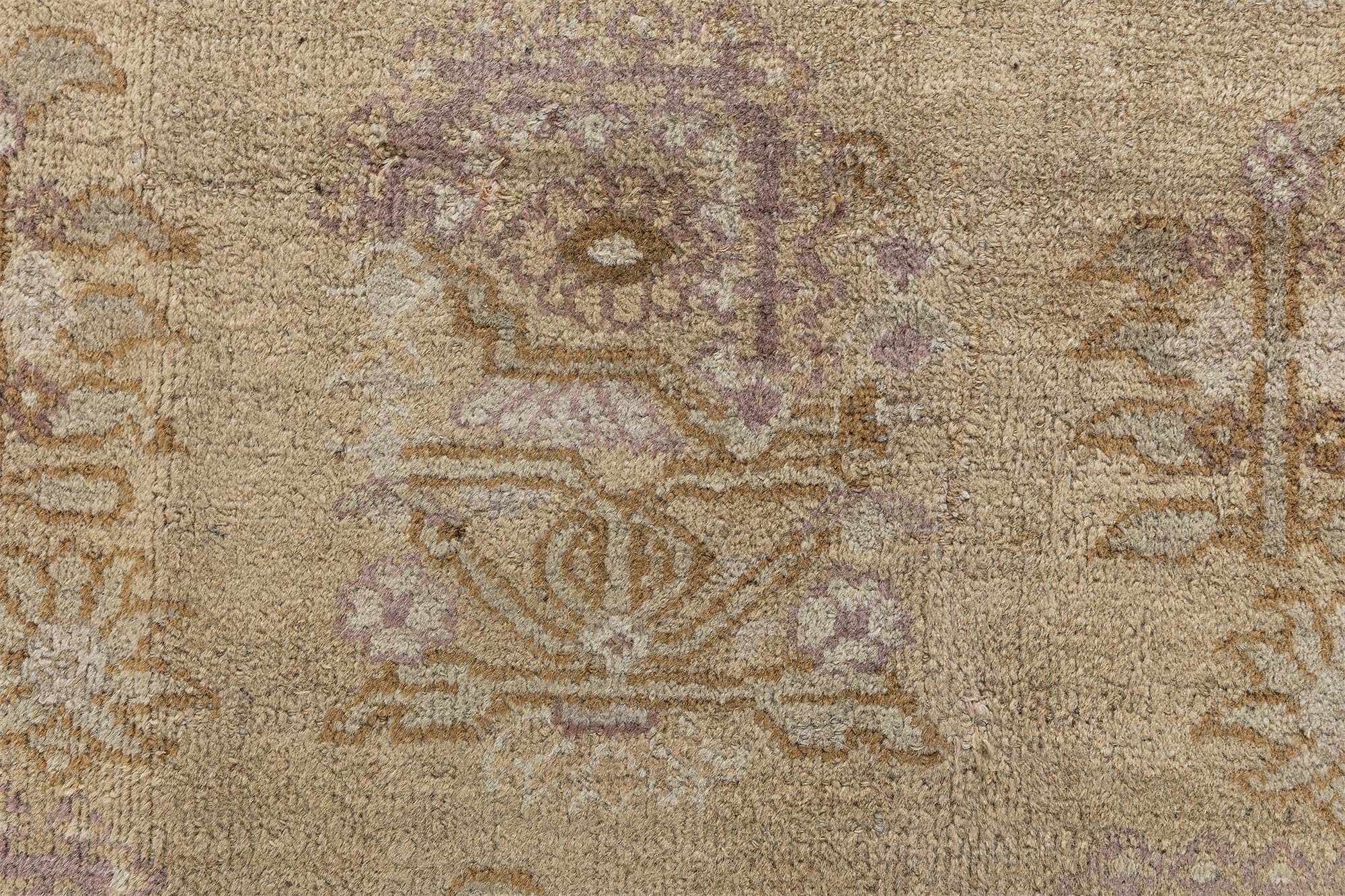 Antique Amritsar Indian Allover Warm Tan Hand-Knotted Wool Rug – Circa 1900 BB9071 Antique Amritsar Indian Allover Warm Tan Hand-Knotted Wool Rug – Circa 1900 BB9071