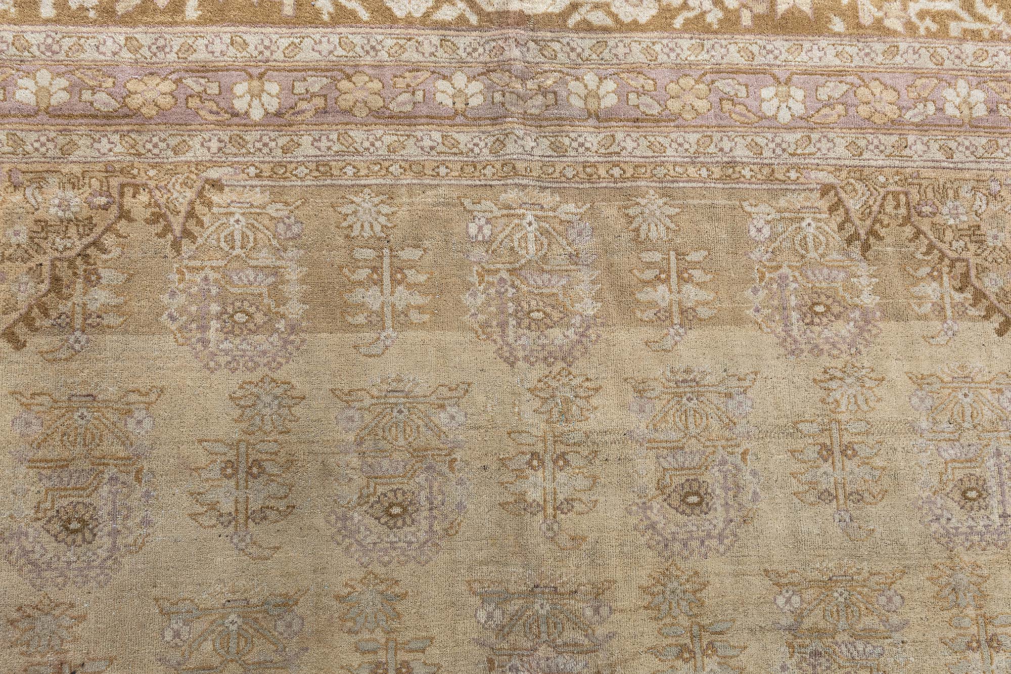 Antique Amritsar Indian Allover Warm Tan Hand-Knotted Wool Rug – Circa 1900 BB9071 Antique Amritsar Indian Allover Warm Tan Hand-Knotted Wool Rug – Circa 1900 BB9071