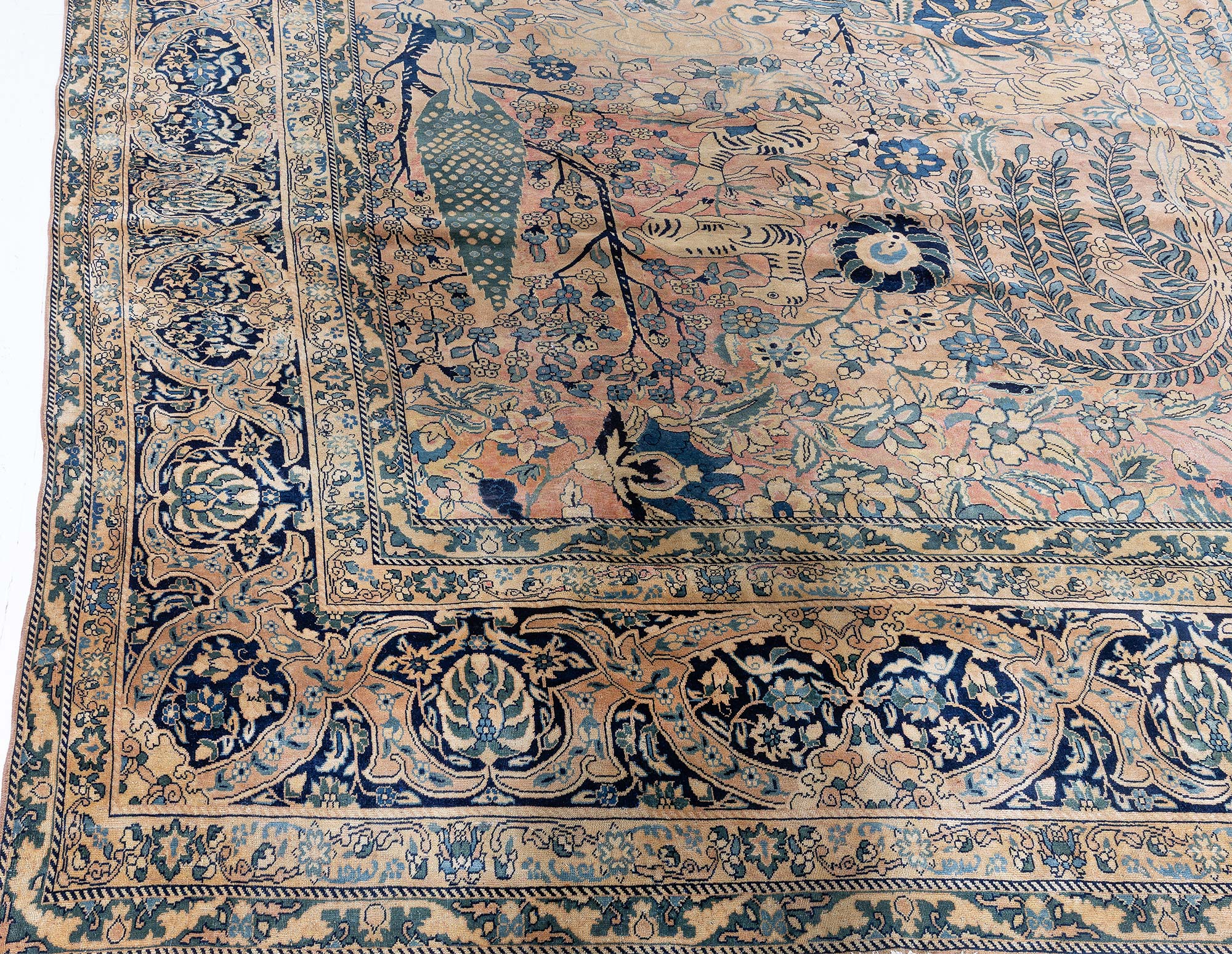 Kirman Persian Antique Allover Warm Tan Hand-Knotted Wool Rug – Circa 1900 BB9222 Kirman Persian Antique Allover Warm Tan Hand-Knotted Wool Rug – Circa 1900 BB9222