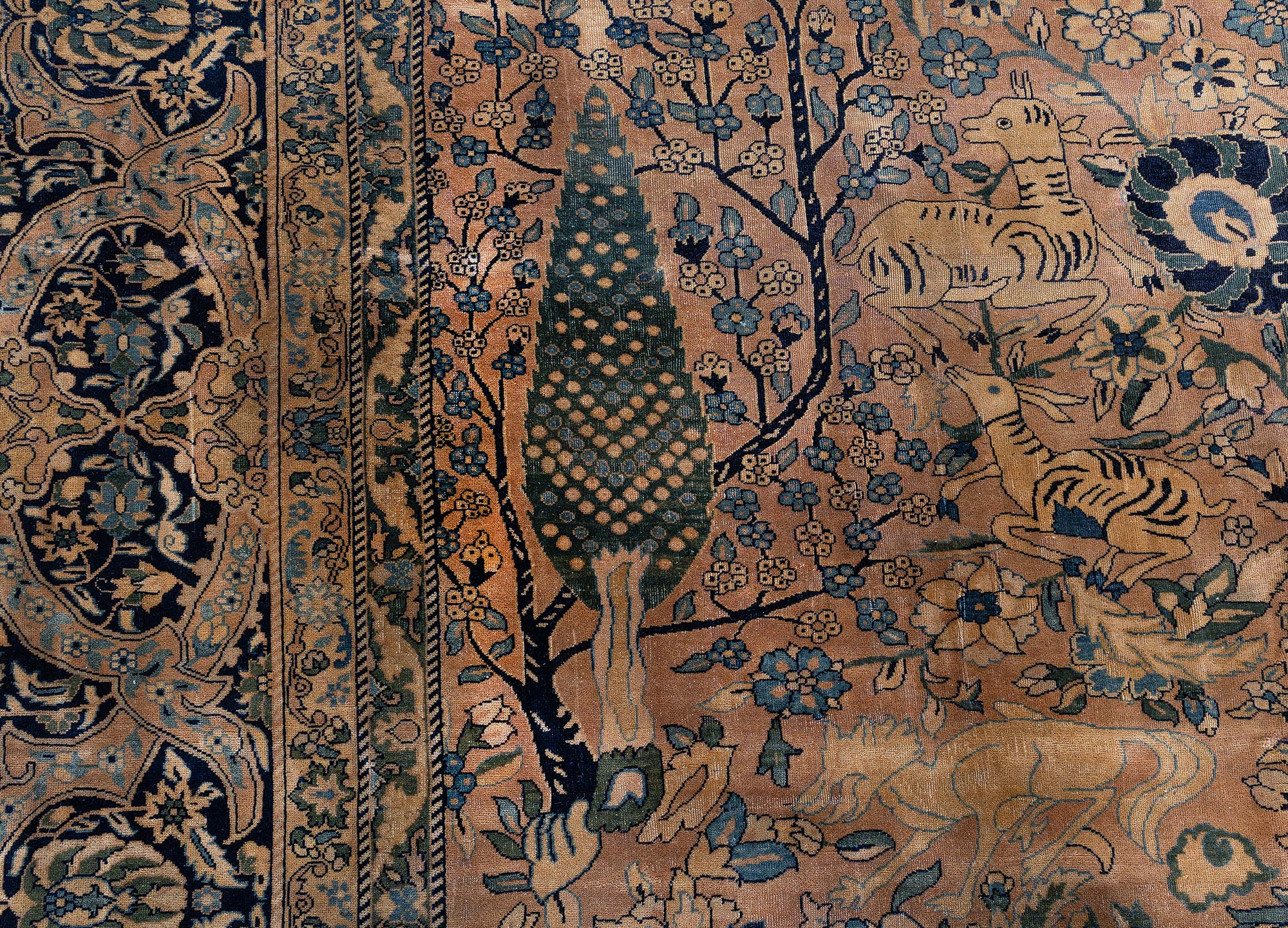 Kirman Persian Antique Allover Warm Tan Hand-Knotted Wool Rug – Circa 1900 BB9222 Kirman Persian Antique Allover Warm Tan Hand-Knotted Wool Rug – Circa 1900 BB9222