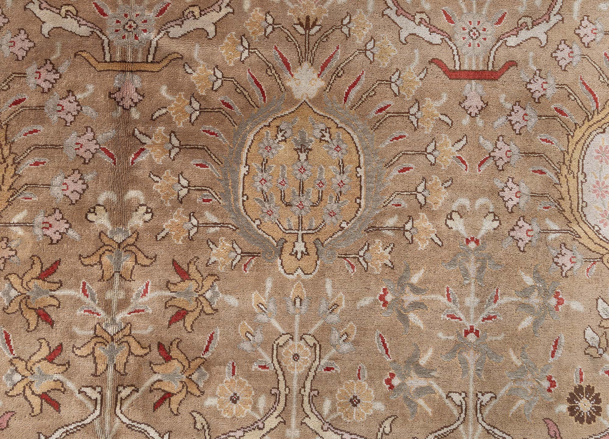 Antique Tabriz Floral Hand-Knotted Wool Rug BB9224 Antique Tabriz Floral Hand-Knotted Wool Rug BB9224