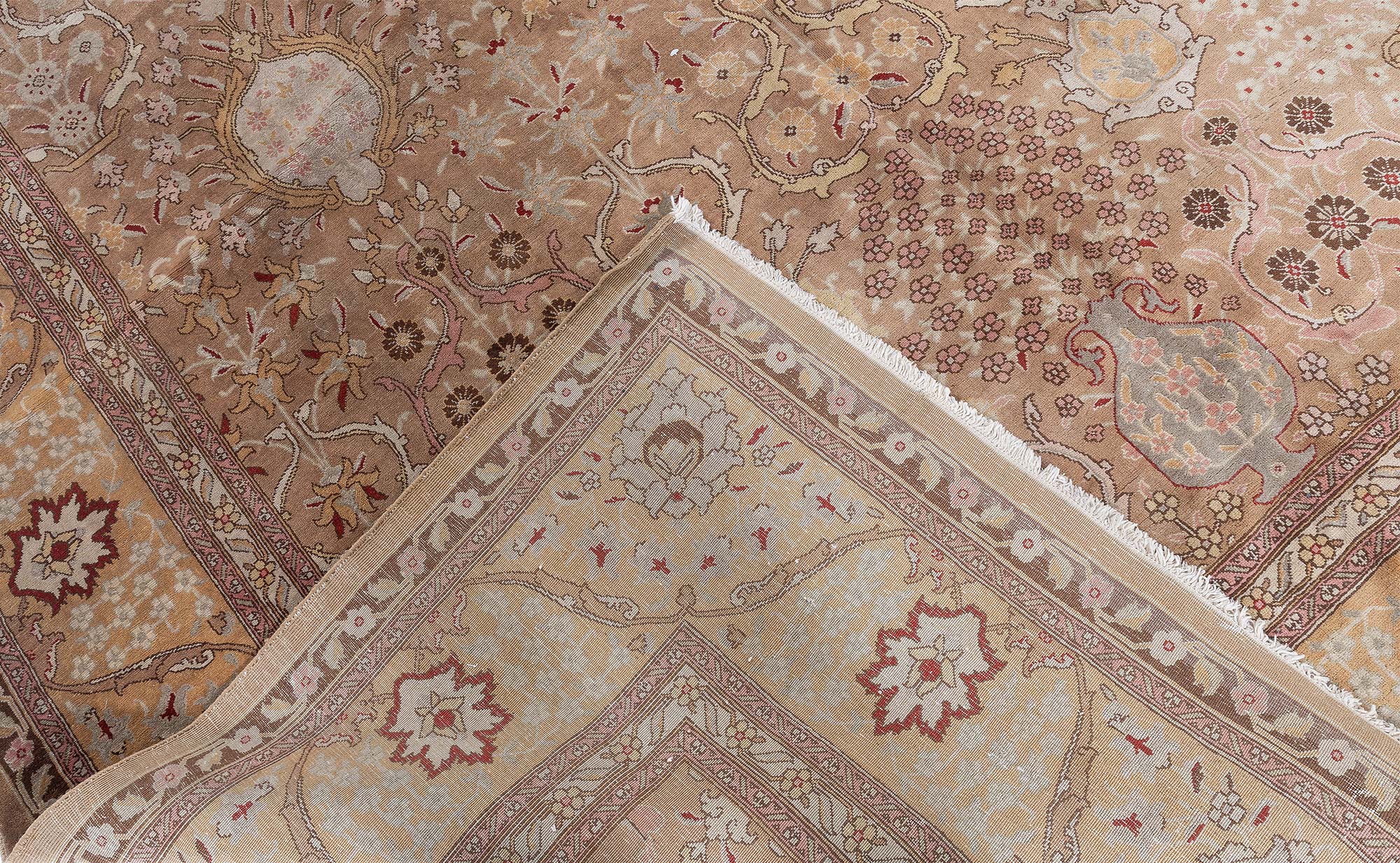 Antique Tabriz Floral Hand-Knotted Wool Rug BB9224 Antique Tabriz Floral Hand-Knotted Wool Rug BB9224