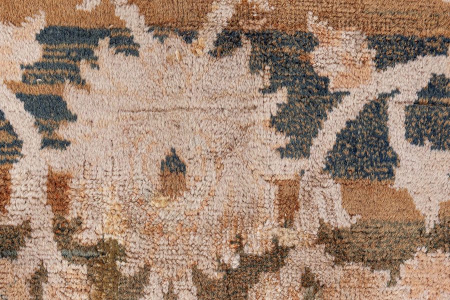 Early 20th Century Botanic Brown, Beige Indian Amritsar Wool Carpet BB8456