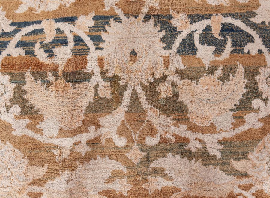 Early 20th Century Botanic Brown, Beige Indian Amritsar Wool Carpet BB8456