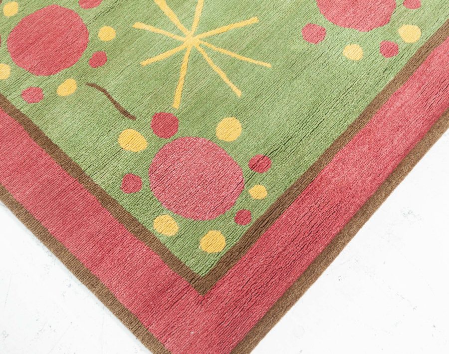 Doris Leslie Blau Collection Scandinavian Style Green, Yellow Handmade Rug 37 N0165