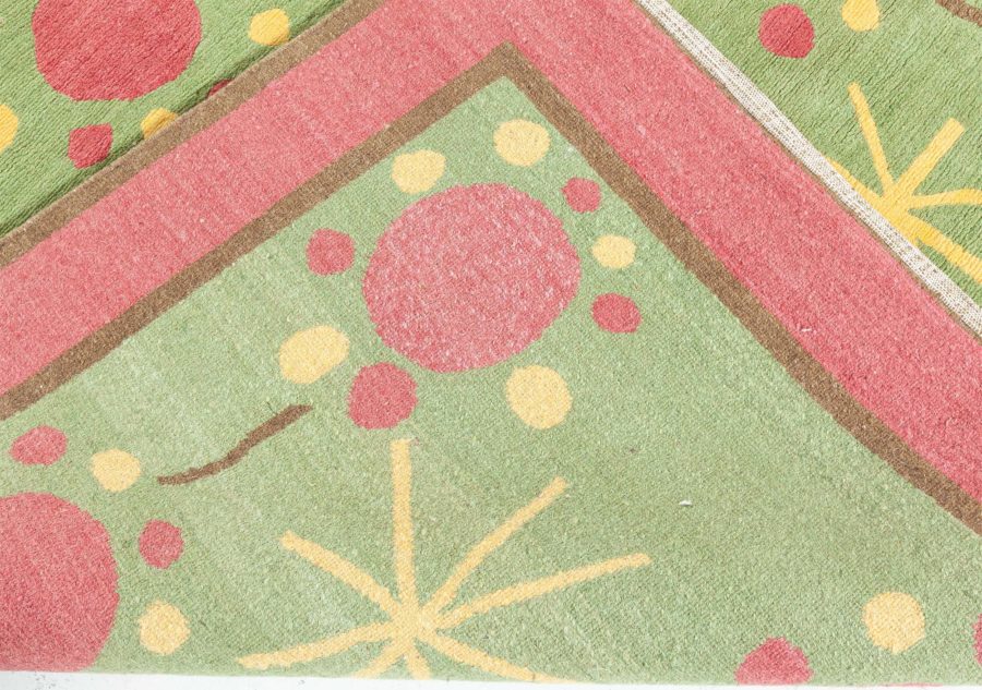 Doris Leslie Blau Collection Scandinavian Style Green, Yellow Handmade Rug 37 N0165