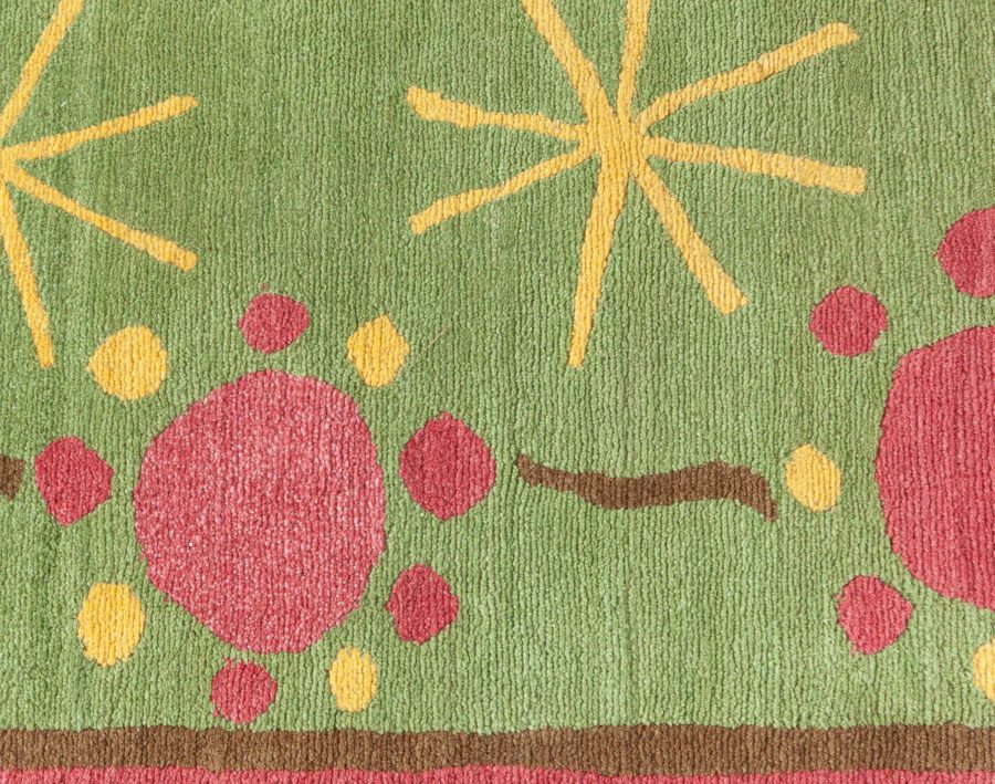 Doris Leslie Blau Collection Scandinavian Style Green, Yellow Handmade Rug 37 N0165