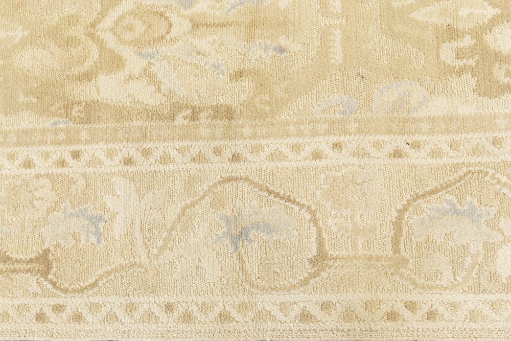 Doris Leslie Blau Collection Alhambra Design Beige and Blue Handmade Wool Rug N10336